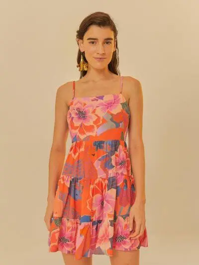 VESTIDO CURTO FLORESTA FLORIDA COSTAS ABERTA