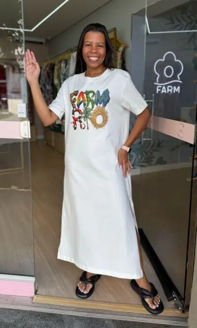 VESTIDO T-SHIRT CROPPED FARMRIO BICHOS