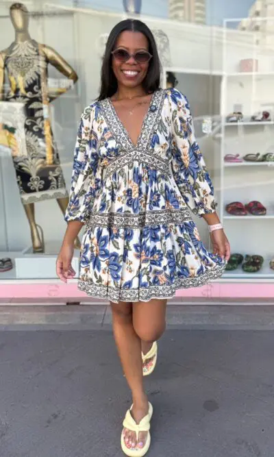 VESTIDO CURTO JARDIM CHINTZ LENÇO