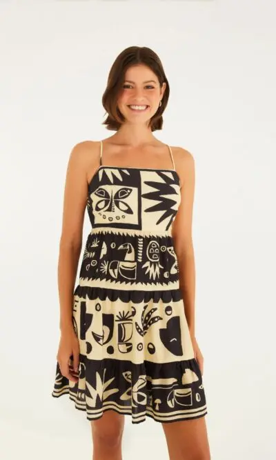VESTIDO CURTO LENÇO TROPICANO