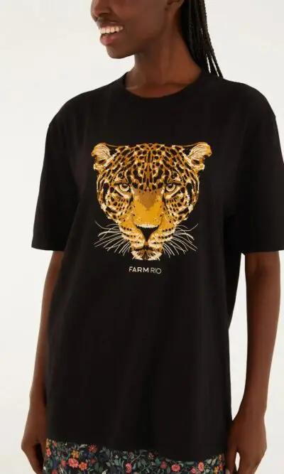 T-SHIRT MÉDIA ONÇA PRETA