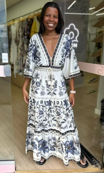 VESTIDO MIDI MARCELLE AZUL