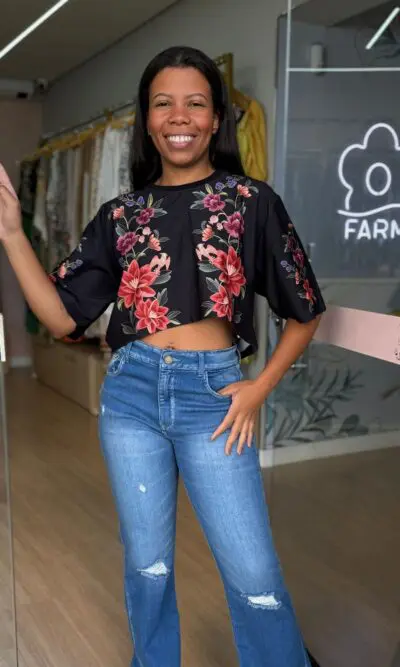 T-SHIRT CROPPED FLORAL BELLE