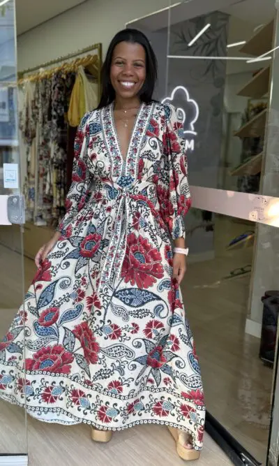 VESTIDO LONGO MANGA FRANCISCA