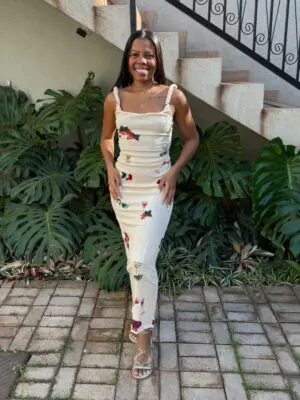 VESTIDO ALÇA TORCIDA COQUETEL TROPICAL