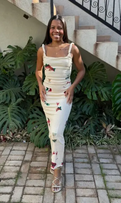 VESTIDO ALÇA TORCIDA COQUETEL TROPICAL