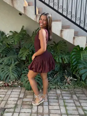 VESTIDO TRICOT BALONE MARROM - Imagem 2