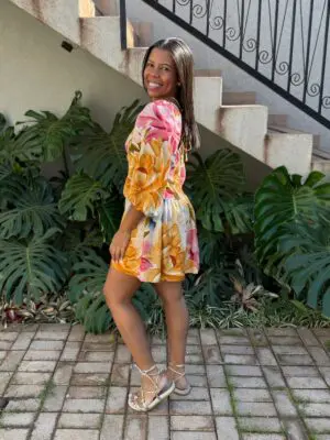 VESTIDO CURTO FLORAL REBECA MANGA - Imagem 3