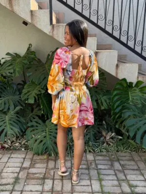 VESTIDO CURTO FLORAL REBECA MANGA - Imagem 2