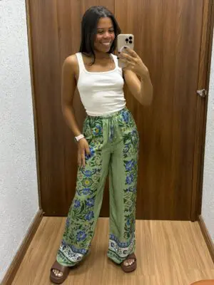 CALÇA AZULEJO FLORIDO