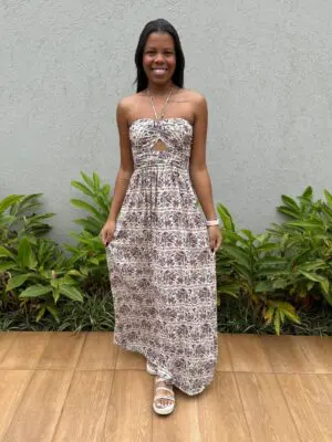 VESTIDO MIDI FRANZIDO BLOOM MARIA FILÓ