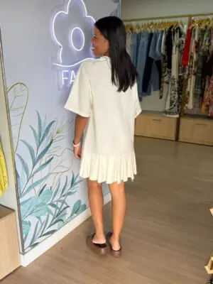 VESTIDO CURTO PREGAS OFF WHITE - Imagem 2