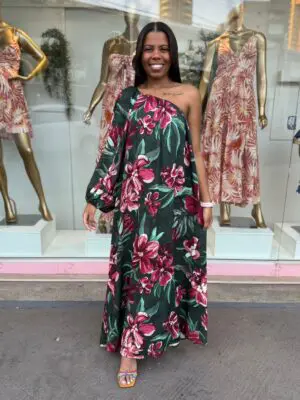 VESTIDO LONGO OMBRO SÓ LINEIA