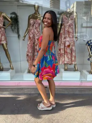VESTIDO CURTO ROSAS PINTADAS - Imagem 2
