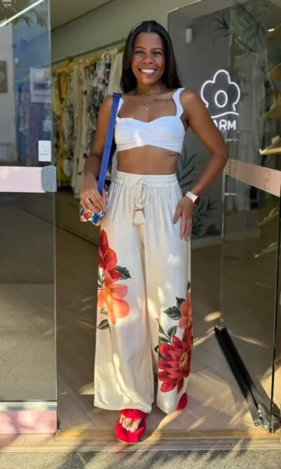 CALÇA PANTALONA FLOR DO RIO