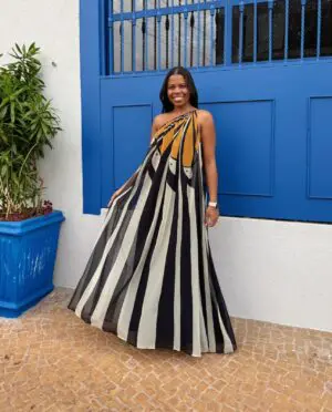 VESTIDO OMBRO SÓ LEQUE DE TUCANO