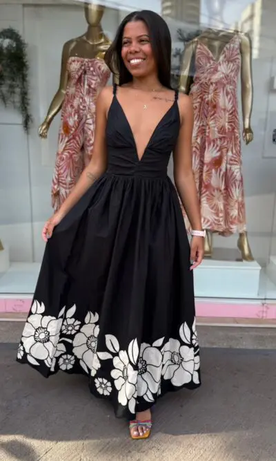 VESTIDO BORDADO FLOR DA NOITE