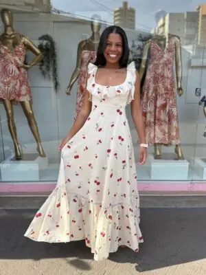 VESTIDO FLORZINHA ESTAMPA CEREJAS