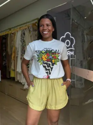 T-SHIRT FIT BUQUET TROPICAL OFF WHITE