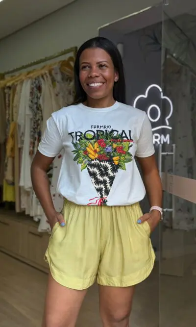 T-SHIRT FIT BUQUET TROPICAL OFF WHITE