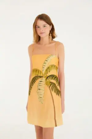 VESTIDO CURTO ITACARÉ COQUEIRO LARANJA