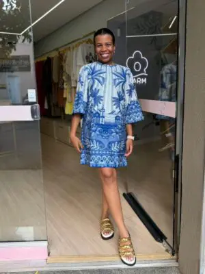 VESTIDO T-SHIRT BIG AFETO TROPICAL