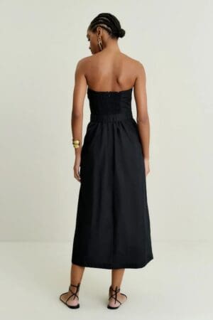 VESTIDO MIDI TRICOLINE DECOTE DRAPEADO - Imagem 3