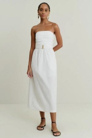 VESTIDO MIDI TRICOLINE DECOTE DRAPEADO - Imagem 4