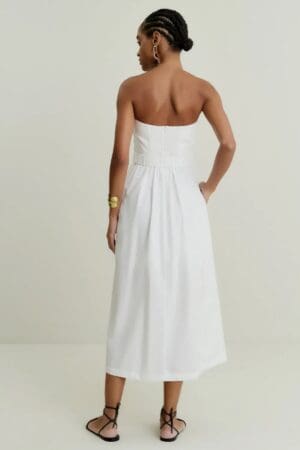 VESTIDO MIDI TRICOLINE DECOTE DRAPEADO - Imagem 5