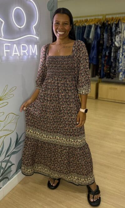 VESTIDO MIDI ESTAMPA BOURBON