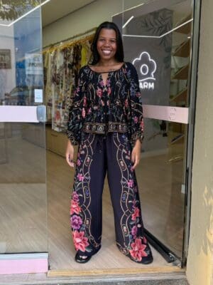 CALÇA PANTALONA FLORAL BELLE