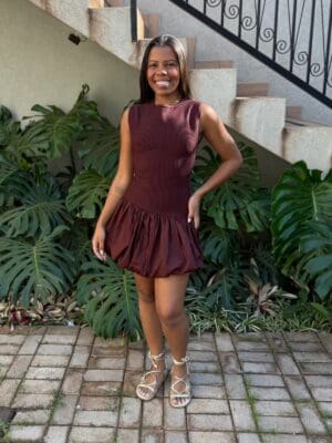 VESTIDO TRICOT BALONE MARROM