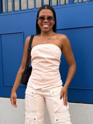 TOP BARRA ASSIMÉTRICA PEACH