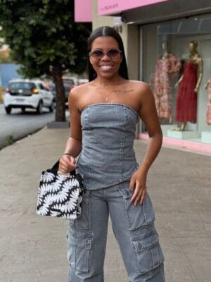 TOP BARRA ASSIMÉTRICA GRAY ESTONADO