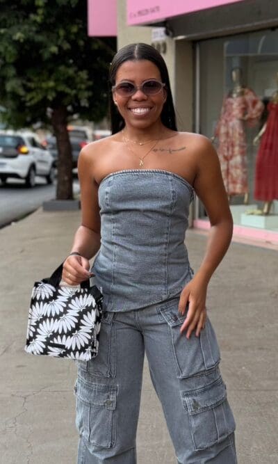 TOP BARRA ASSIMÉTRICA GRAY ESTONADO